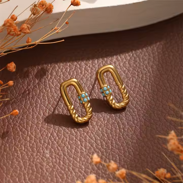 BLUE HOOP EARRINGS