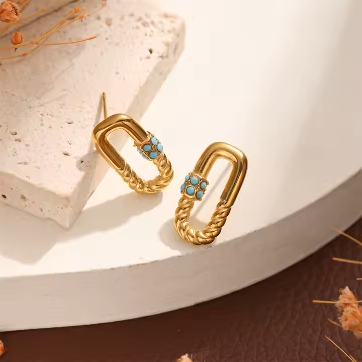 BLUE HOOP EARRINGS