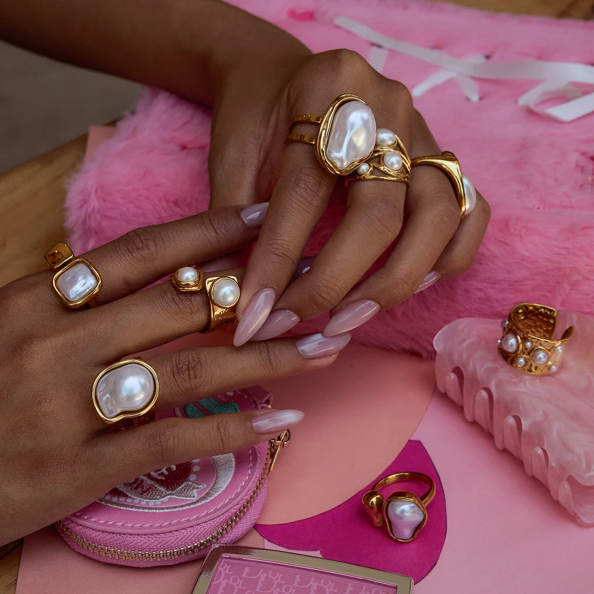 ELEGANT PEARL OPEN RING