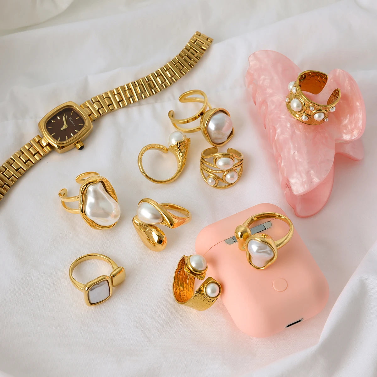 ELEGANT PEARL OPEN RING