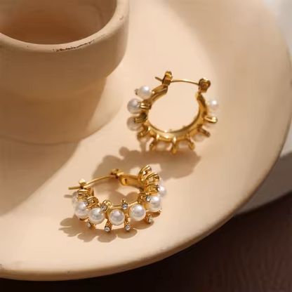 PEARL HOOP EARRINGS
