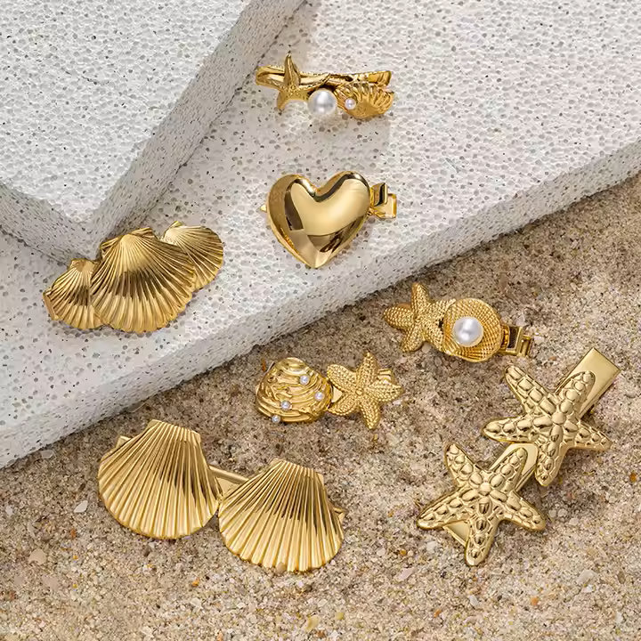 Shell & Pearl Gold Hair Clip