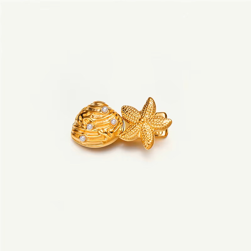 Shell & Pearl Gold Hair Clip