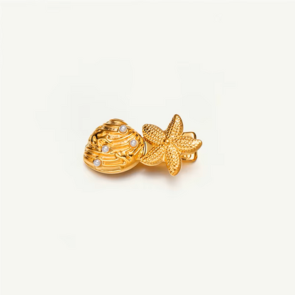 Shell & Pearl Gold Hair Clip