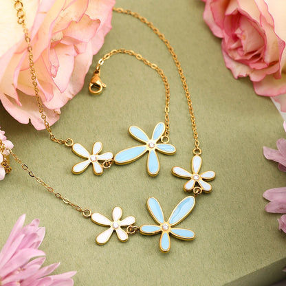 BLUE FLOWER NECKLACE & BRACELET