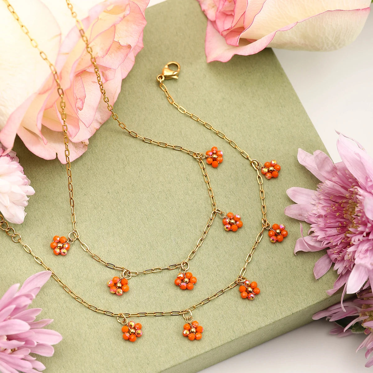 EXQUISITE FLOWER NECKLACE & BRACELET