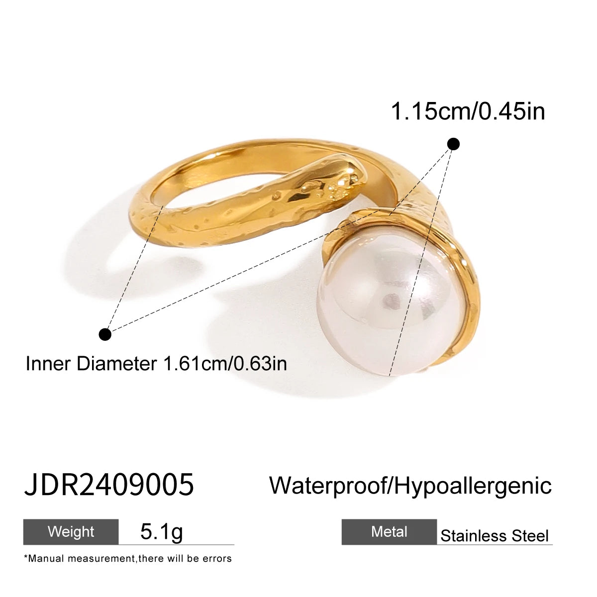 ELEGANT PEARL OPEN RING