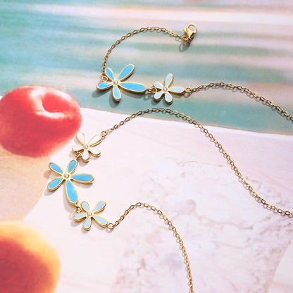 BLUE FLOWER NECKLACE & BRACELET