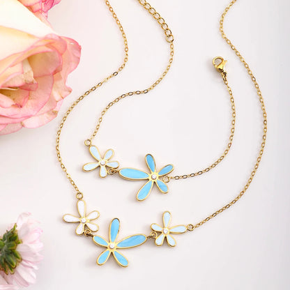 BLUE FLOWER NECKLACE & BRACELET
