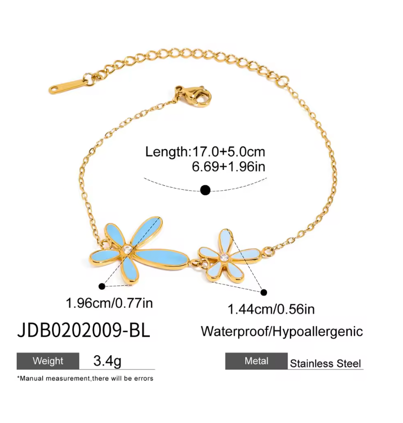 BLUE FLOWER NECKLACE & BRACELET