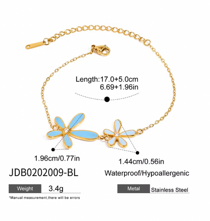 BLUE FLOWER NECKLACE & BRACELET