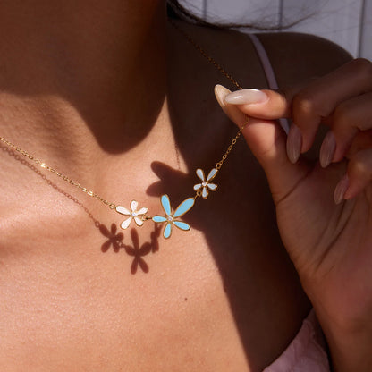 BLUE FLOWER NECKLACE & BRACELET